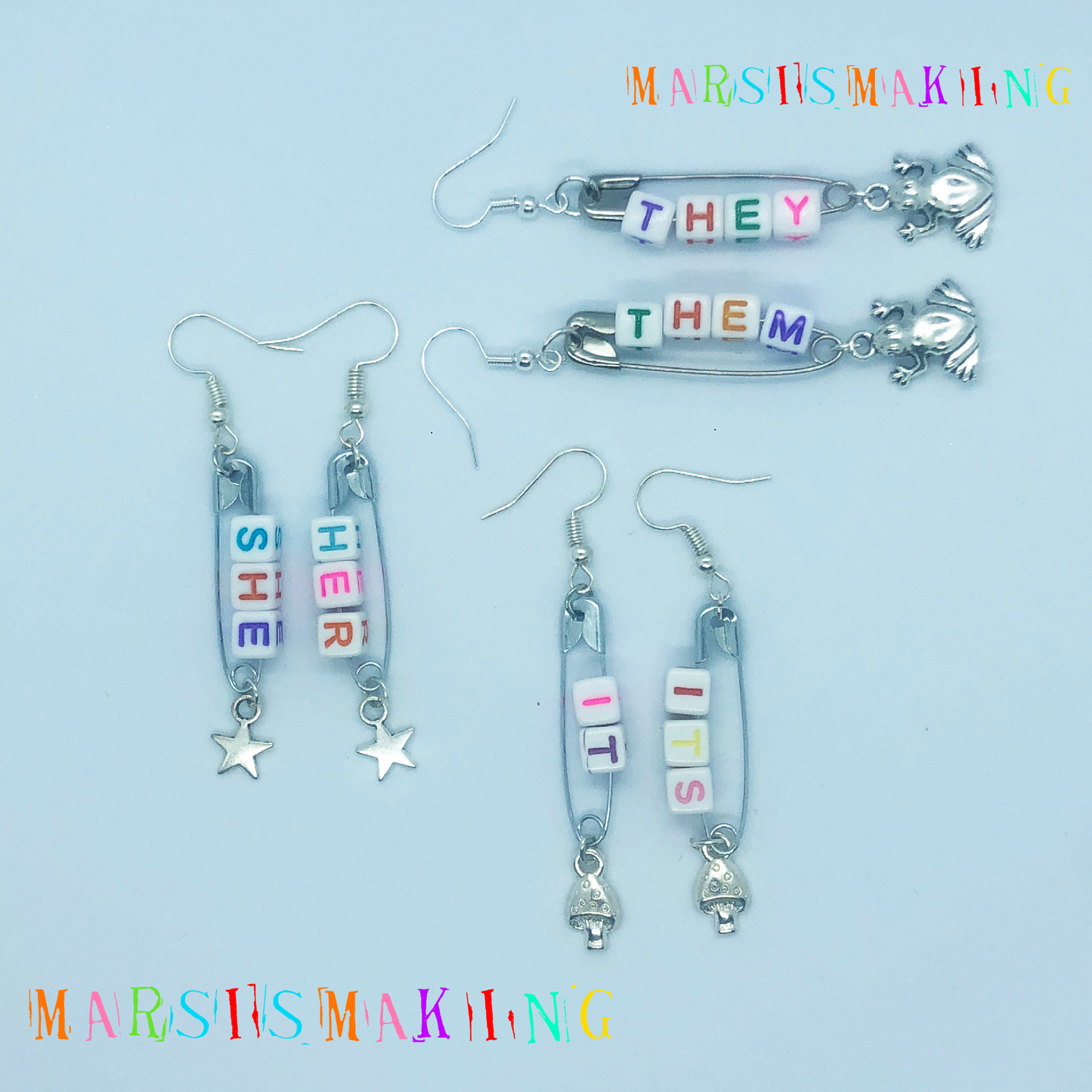 Safety Pin Pronoun Earrings